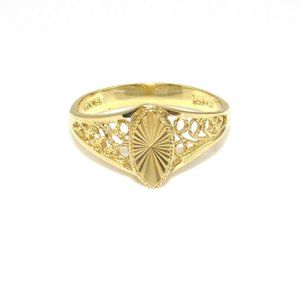 18K Yellow Gold Diamond Cut Filigree Ring Size 5.25